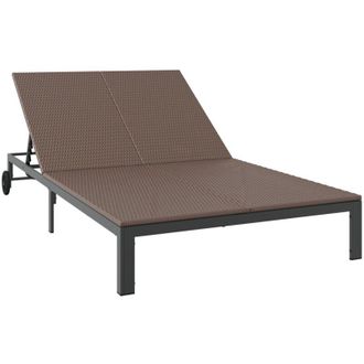 vidaXL Tumbona Rat&aacute;n Sint&eacute;tico Marr&oacute;n Vidaxl