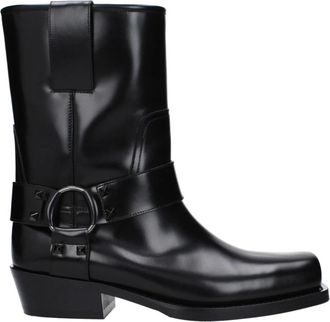Valentino Garavani Rockstud Enkellaarsjes - Dames - Cowboylaarzen - Zwart - 41 EU - Leer - Schoenen