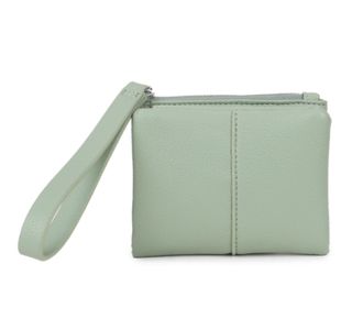 Generic Womens Faux Leather Wristlet Pouch, Zip Top Clutch with Wrist Strap, Textured Grain (Green)