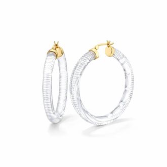 Gold & Honey Womens Instyle Lucite Hoop Earrings In Clear