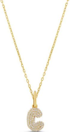 SHYMI Mini Pav&eacute; Bubble Initial Pendant Necklace in Gold at Nordstrom