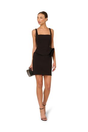 Adrianna Papell Womens Stretch Crepe Mini Dress - Black - Size 18 UK