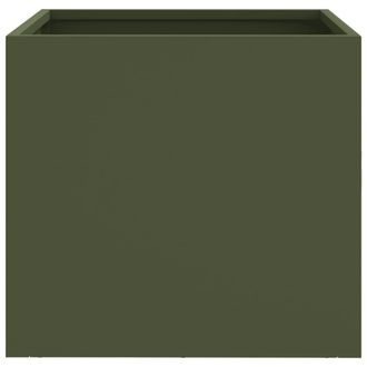 vidaXL Jardineras 2 Unidades Acero Verde Oliva 32x30x29 Cm Vidaxl