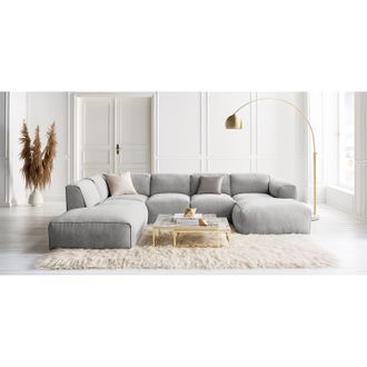 Studio Copenhagen home24 Studio Copenhagen Wohnlandschaft Hudson III Hellgrau Webstoff 325x71x231 cm (BxHxT) Skandi