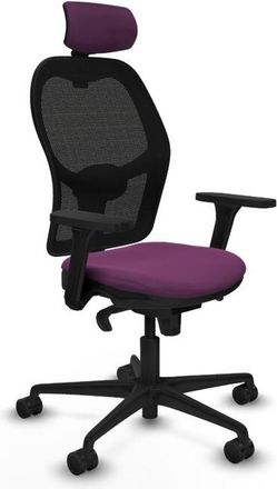 Piqueras y Crespo Piqueras Y Crespo - Jorquera Sincro Malla Negra Similpiel Morado Brazos 3d Base Nailon Cabecero 2d Ruedas 65mm Nailon