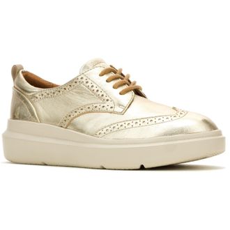 Hush Puppies Joy Leather Womens Champagne Brogues Shoes - Gold - Size UK 4
