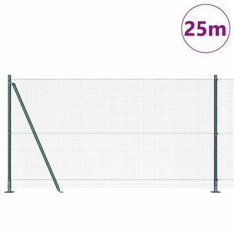 Berkfield Home Green Welded Wire Fence with 13 Flanged Posts Green 1.2x25 m Steel