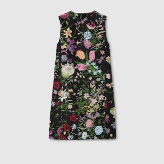 Gucci Flora Silk Brocade Dress, Black, Ready-to-wear