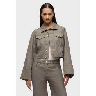 Hudson Cuffed Cropped Jacket in Washed Olive at Nordstrom, Size X-Small