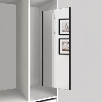 Emuca Emuca - Espejo Extra&iacute;ble Para Interior De Armario, Acero Y Pl&aacute;stico Y Cristal, Pintado Negro Texturizado