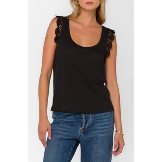 Velvet Heart Waverly Scoop Neck Linen Tank in Black at Nordstrom Rack, Size X-Large