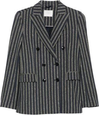 Circolo 1901 Blauw Katoenen Dubbel-Borst Jas - Dames - Blazers - Blauw - XL - Katoen - Jassen