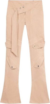 Blumarine Wide Trousers, female, Beige, Size: XS Belted Panelled Wide Trousers