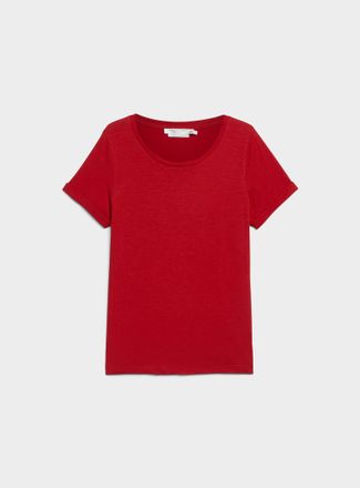 Contemporaine Womens Cuffed-sleeve organic cotton T-shirt