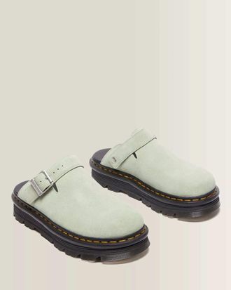 Dr. Martens Zebzag Mule Mens Sage Green Suede Platform Slingback Hawk3374