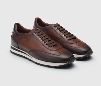 Scarpe di Bianco Mens Sb307 Calf Reverse Sombrero Sneaker In Brown