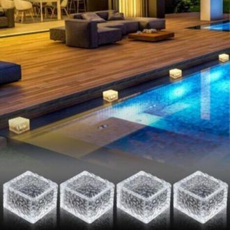 OEM Luces Solares Exteriores Ineasicer, 4 Unidades, Luces Solares Impermeables Para Suelo, 8 Modos De Iluminaci&oacute;n, Luces Solares Led Para Jard&iacute;n, Patio, C
