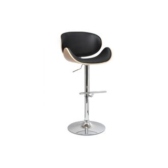 Miliboo Taburete De Bar Dise&ntilde;o Negro Y Madera Clara Walnut