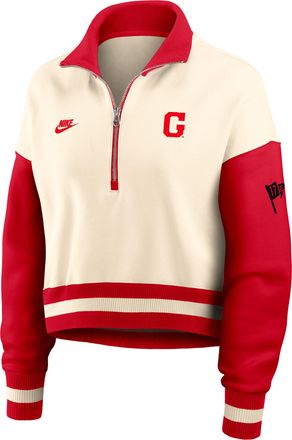 Nike Georgia Legacy Nike Womens College Cropped Oversized 1/4-Zip Crew in Brown | 03O80KOMUGV-A6C