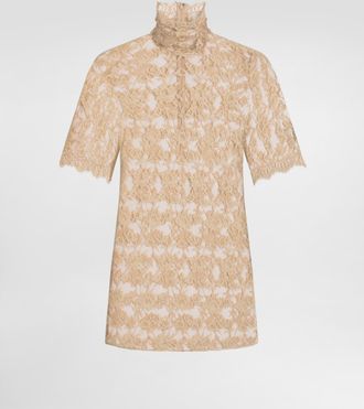 Dolce & Gabbana Floral Chantilly Lace Top - Woman Shirts And Tops Beige 40