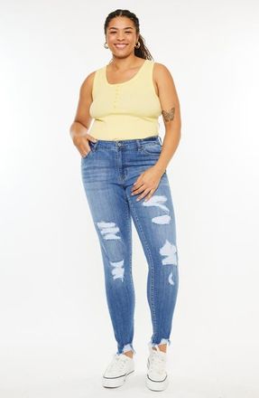 Kancan Summer Mid Rise Super Skinny Jeans in Medium Wash Blue at Nordstrom, Size X-Large