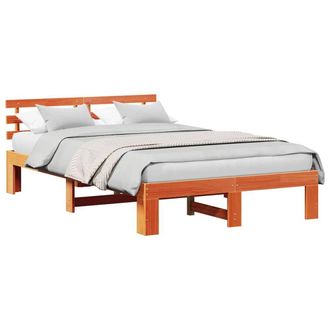Berkfield Home Pine Wood Bed Frame Wax brown Solid wood 140 x 190 cm