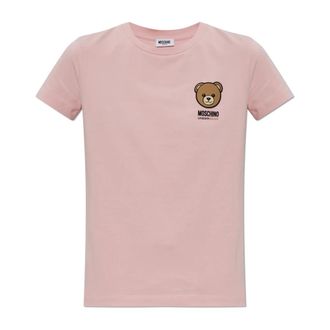 Moschino Bear-logo T-Shirt - female - Moschino - T-Shirts - Pink - XS - Tops