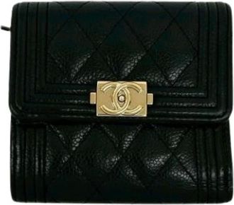 Chanel Pre-owned Wallets, female, Black, Size: ONE SIZE Pre-owned Vintage Leather Wallet