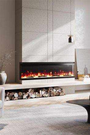Living and Home 60 Inch 3-Sided Electric Fireplace Heater with Remote Control and LED Flame Effect in Black
