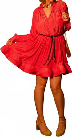 Lanvin Ruffled Mini Dress In Poppy Pink