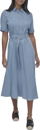 DKNY Dropped Waist Button Front Tencel Dress