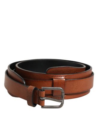 Dolce & Gabbana Brown Classic Gold Metal Logo Buckle Men Mens Belt