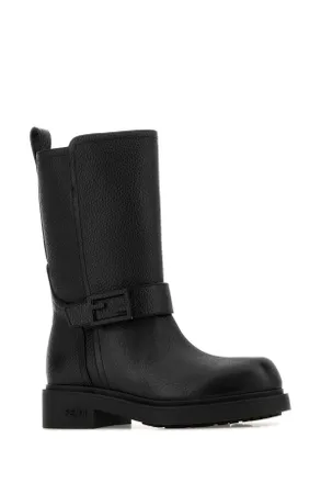Fendi Womens Black Leather Fendi Filo Boots Nero Stivali