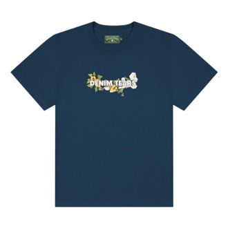 Denim Tears Cotton Floral Logo T-shirt Navy SS25TSL049876