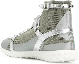 Valentino Rockstud High-Top Sneaker - Silver