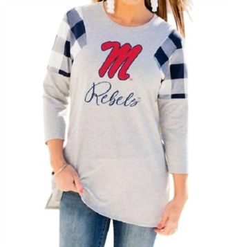 Gameday Couture Ole Miss Get In Check Tunic In Grey/navy