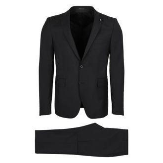 Tagliatore Single Breasted Suits, male, Black, Size: L Virgin Wool Two-Piece Suit