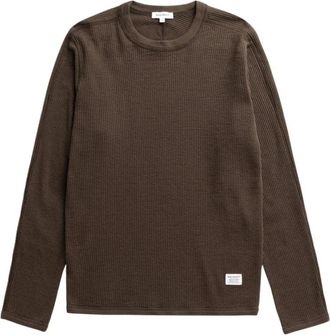 Norse Projects Stevns Cotton Hemp Military Rib LS T-shirt - Heren - Longsleeves - Bruin - M - Katoen - Tops
