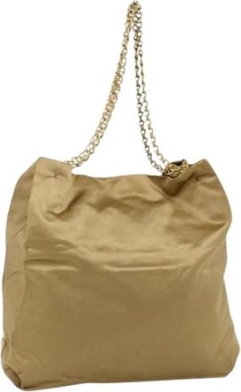 Prada Pre-owned Shoulder Bags, female, Beige, Size: ONE SIZE Pre-owned Vintage Satin Tote Bag