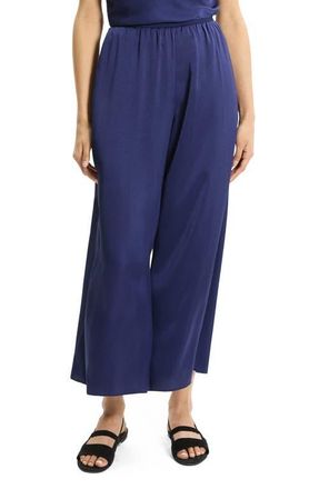 Theory Fluid Satin Crop Pants in Sapphire Navy at Nordstrom, Size Petite