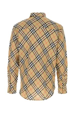 Burberry Mens Embroidered Linen Shirt Sandipcheck Exterior: Camicie