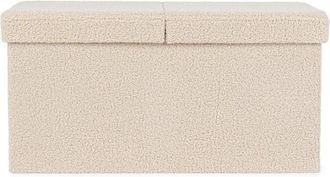 BIZZOTTO Pouf Contenedor Beige Efecto Boucl&eacute; 76x38x38