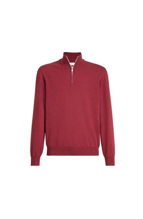 Brunello Cucinelli Cashmere sweater with half zip in Cherry at Nordstrom, Size 48 It