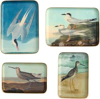 Two's Company Set Of 4 Sea Bird Metal Trinket / Desk Trays