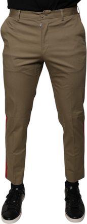 Dolce & Gabbana Brown Logo Men Casual Tapered Mens Pants