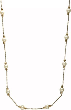 Effy 14K Yellow Gold Freshwater Pearl and Polished Bead Station Necklace in 14K Gold at Nordstrom, Size 20