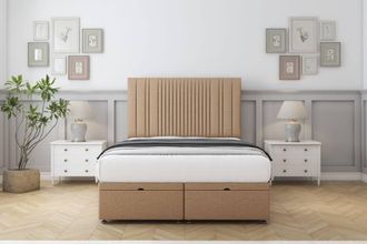 Comfort Beds The Foxy Dumfries Ottoman Bed Base-26 Strutted Headboard in Light Brown | Size: Small Single
