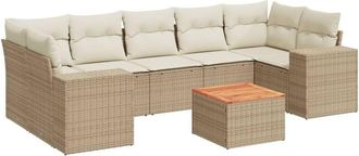 vidaXL Vidaxl - Juego De Sof&aacute;s De Jard&iacute;n Con Cojines Beige 8 Pzas Rat&aacute;n Pe