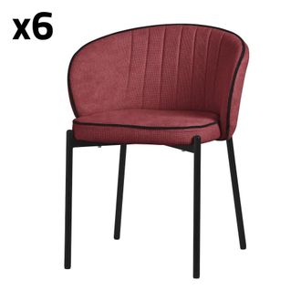 ML Design 6x Sillas de comedor rojo con revestimiento de tela y respaldo