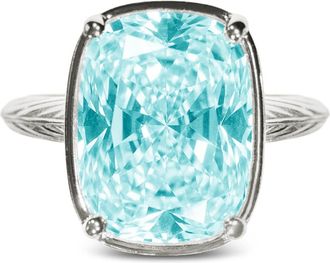 Sterling Forever Sterling Silver Elongated Cushion Aquamarine CZ Cocktail Ring